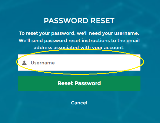 Email showing username for password reset